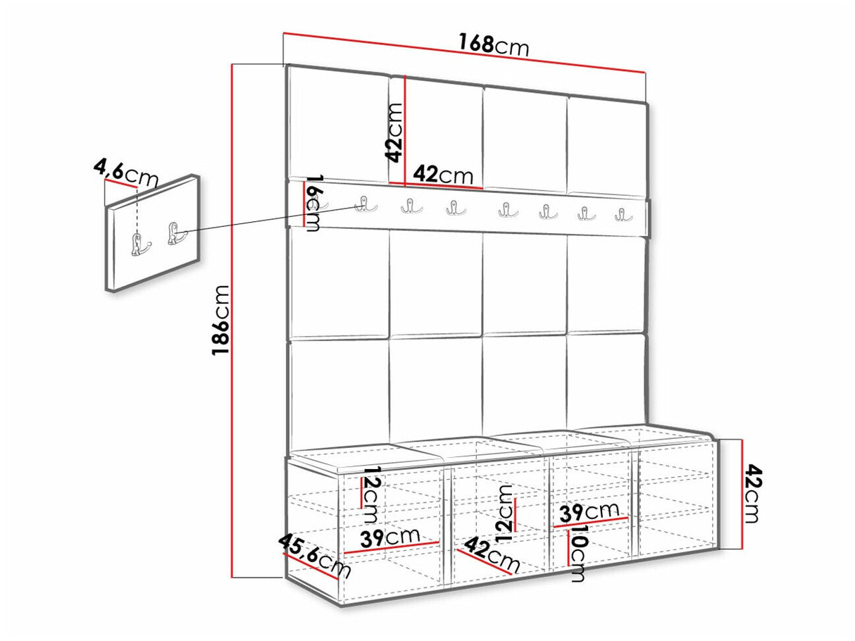 Előszoba garnitúra ORION V (Tavasz V), Keret színe: Grafit, Puha falpanel színe: Manila 04
