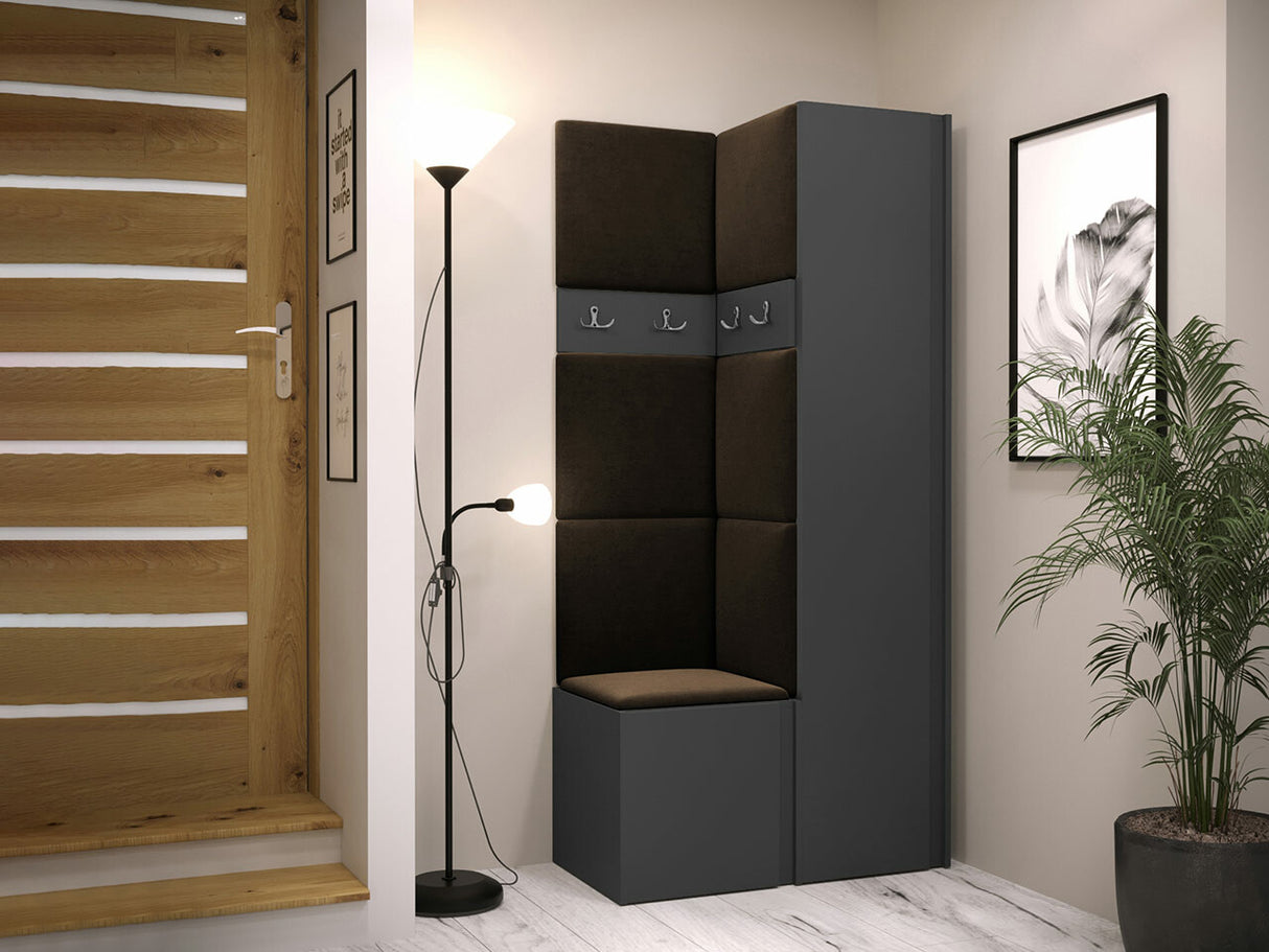 Előszoba garnitúra ORION XXIV (Tavasz XXIV), Keret színe: Grafit, Puha falpanel színe: Manila 04