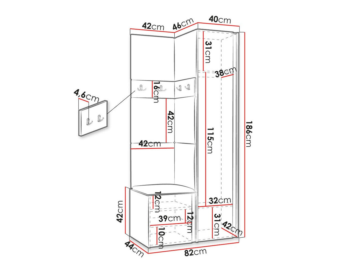 Előszoba garnitúra ORION XXIV (Tavasz XXIV), Keret színe: Fehér, Puha falpanel színe: Manila 04