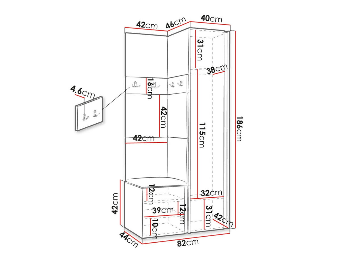 Előszoba garnitúra ORION XXIV (Tavasz XXIV), Keret színe: Grafit, Puha falpanel színe: Manila 04