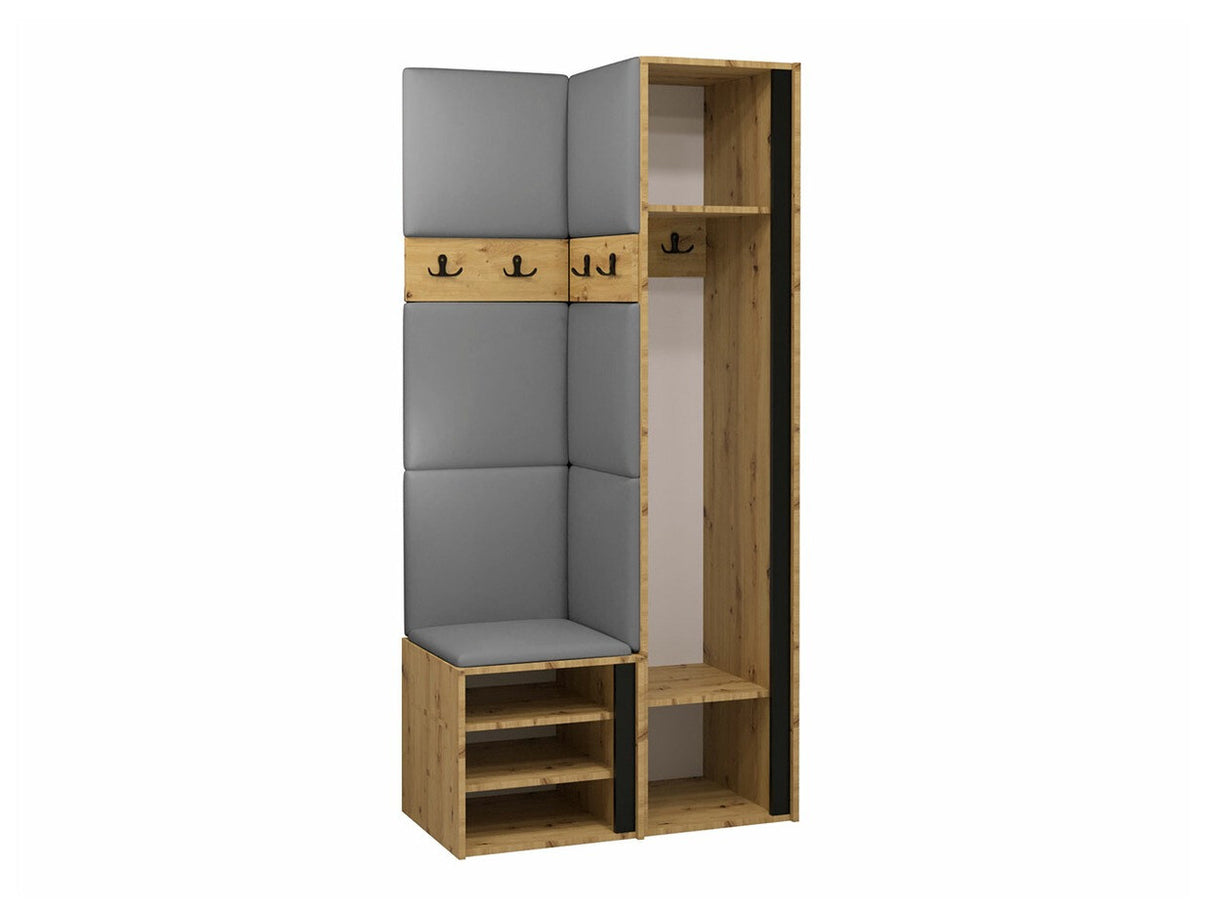 Előszoba garnitúra ORION XXIV (Tavasz XXIV), Keret színe: Artisan tölgy + Fekete, Puha falpanel színe: Manila 04