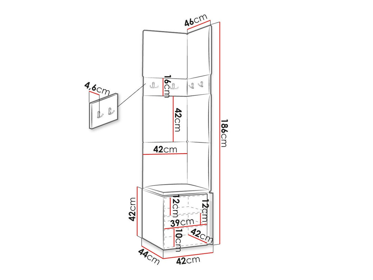 Előszoba garnitúra ORION XXI (Tavasz XXI), Keret színe: Fehér, Puha falpanel színe: Manila 04