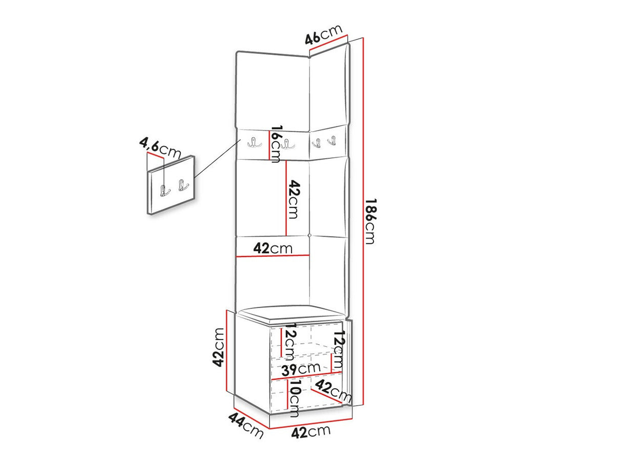 Előszoba garnitúra ORION XXI (Tavasz XXI), Keret színe: Grafit, Puha falpanel színe: Manila 04