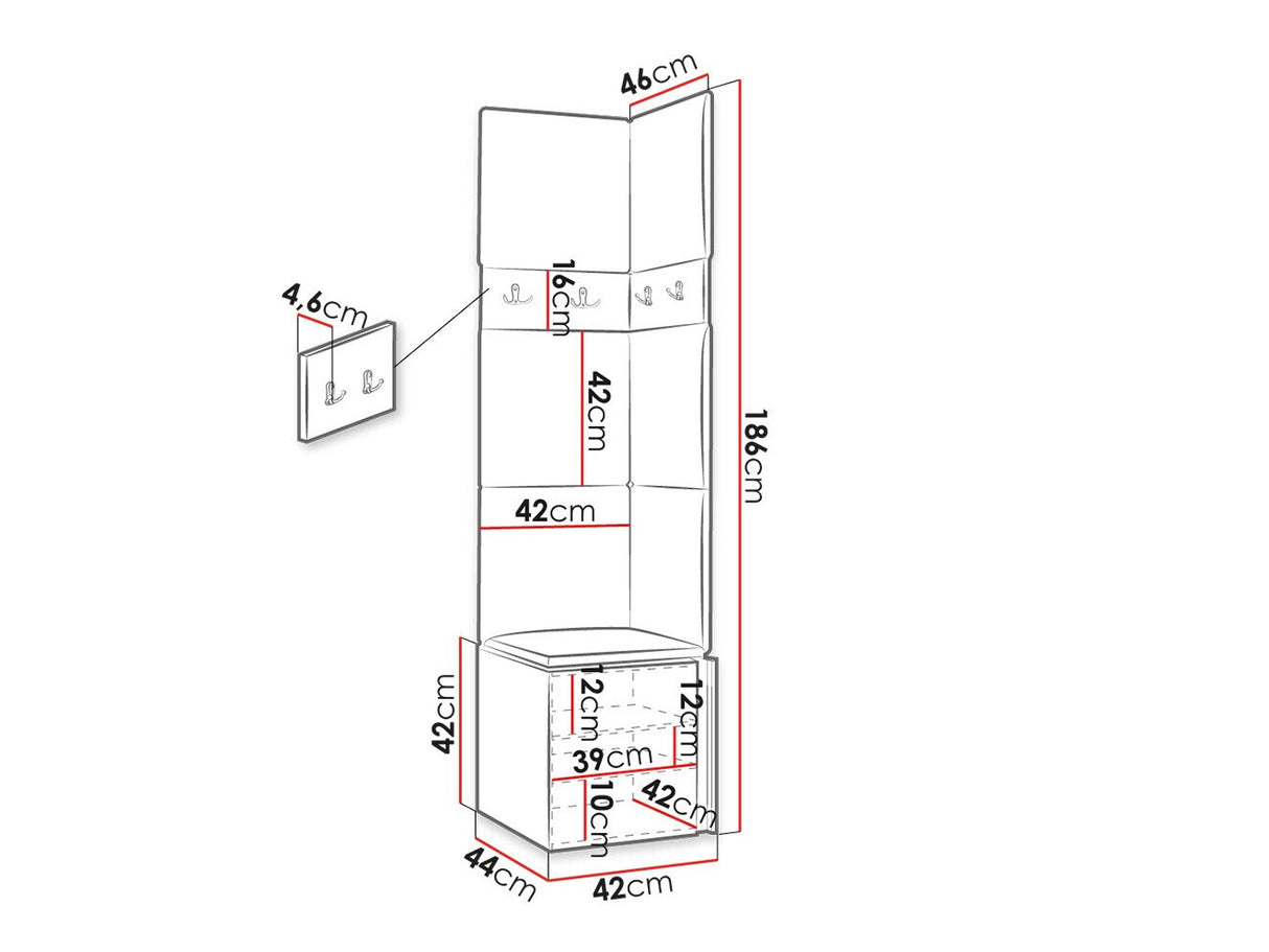 Előszoba garnitúra ORION XXI (Tavasz XXI), Keret színe: Artisan tölgy + Fekete, Puha falpanel színe: Manila 04