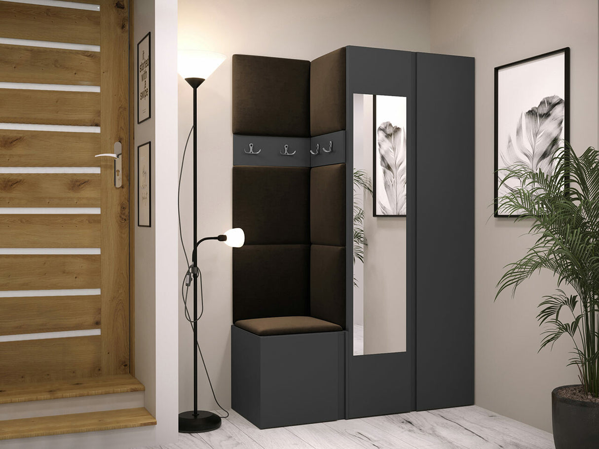 Előszoba garnitúra ORION XXVI (Tavasz XXVI), Keret színe: Grafit, Puha falpanel színe: Manila 04