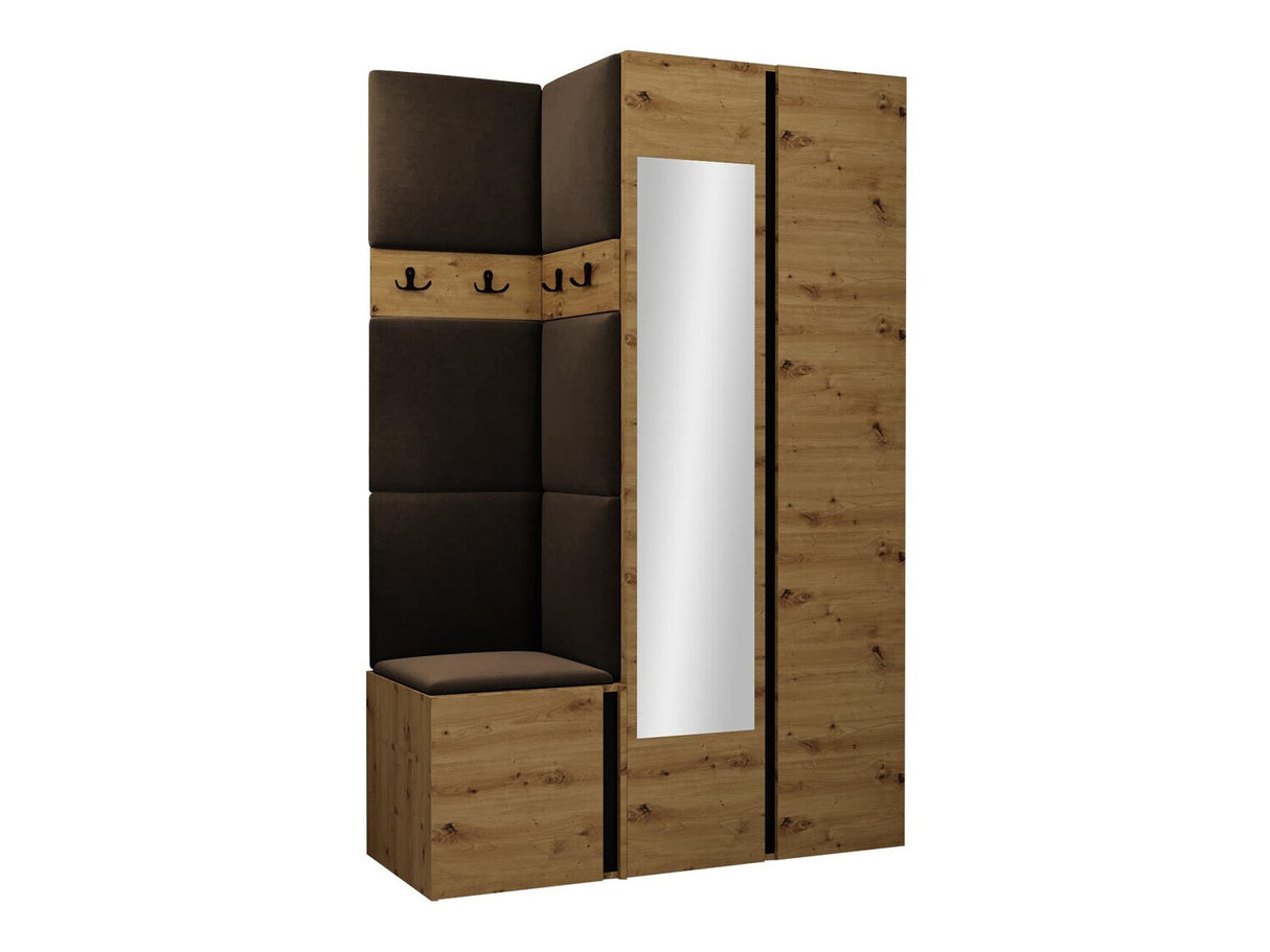 Előszoba garnitúra ORION XXVI (Tavasz XXVI), Keret színe: Artisan tölgy + Fekete, Puha falpanel színe: Manila 04