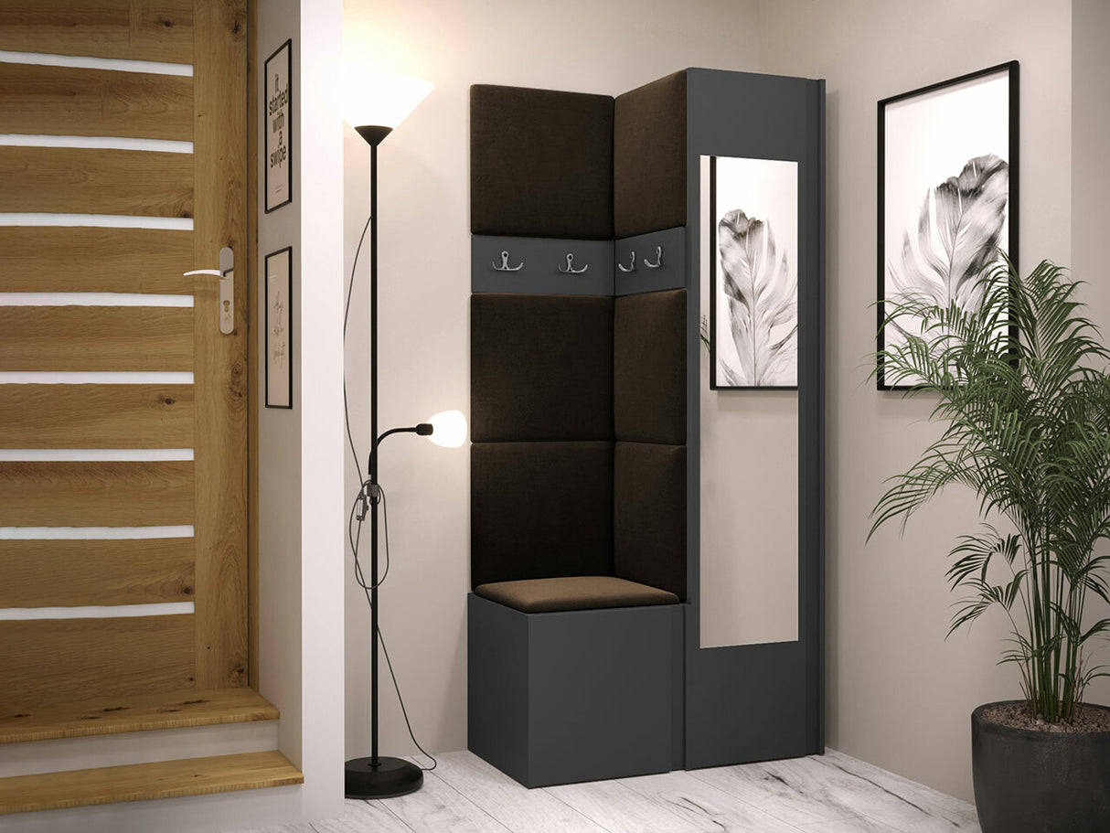 Előszoba garnitúra ORION XXV (Tavasz XXV), Keret színe: Grafit, Puha falpanel színe: Manila 04