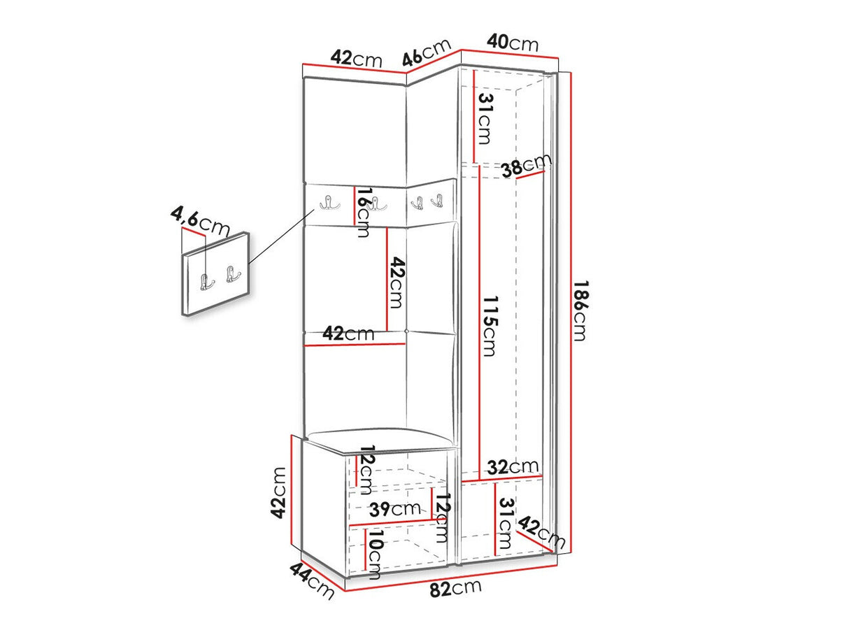 Előszoba garnitúra ORION XXV (Tavasz XXV), Keret színe: Fehér, Puha falpanel színe: Manila 04