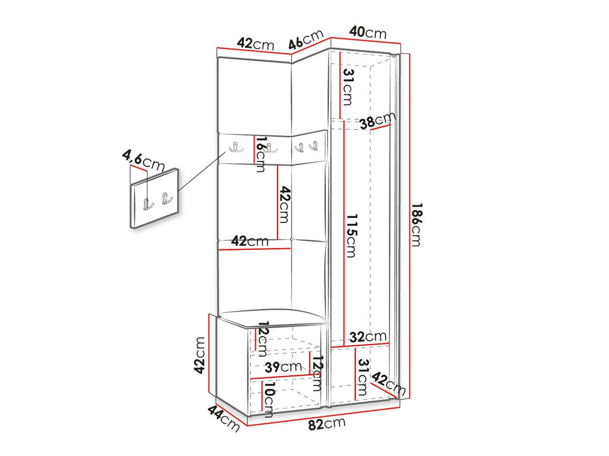 Előszoba garnitúra ORION XXV (Tavasz XXV), Keret színe: Grafit, Puha falpanel színe: Manila 04