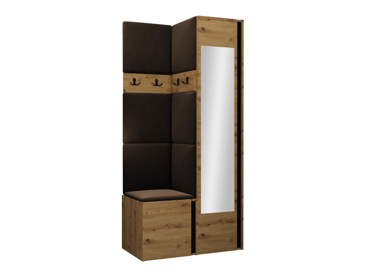 Előszoba garnitúra ORION XXV (Tavasz XXV), Keret színe: Artisan tölgy + Fekete, Puha falpanel színe: Manila 04