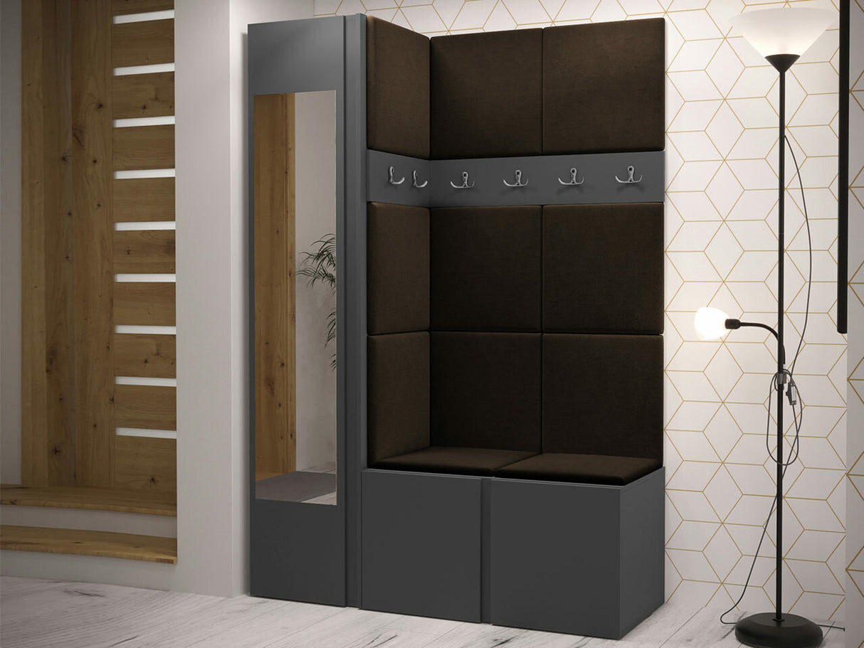 Előszoba garnitúra ORION X (Tavasz X), Keret színe: Grafit, Puha falpanel színe: Manila 04