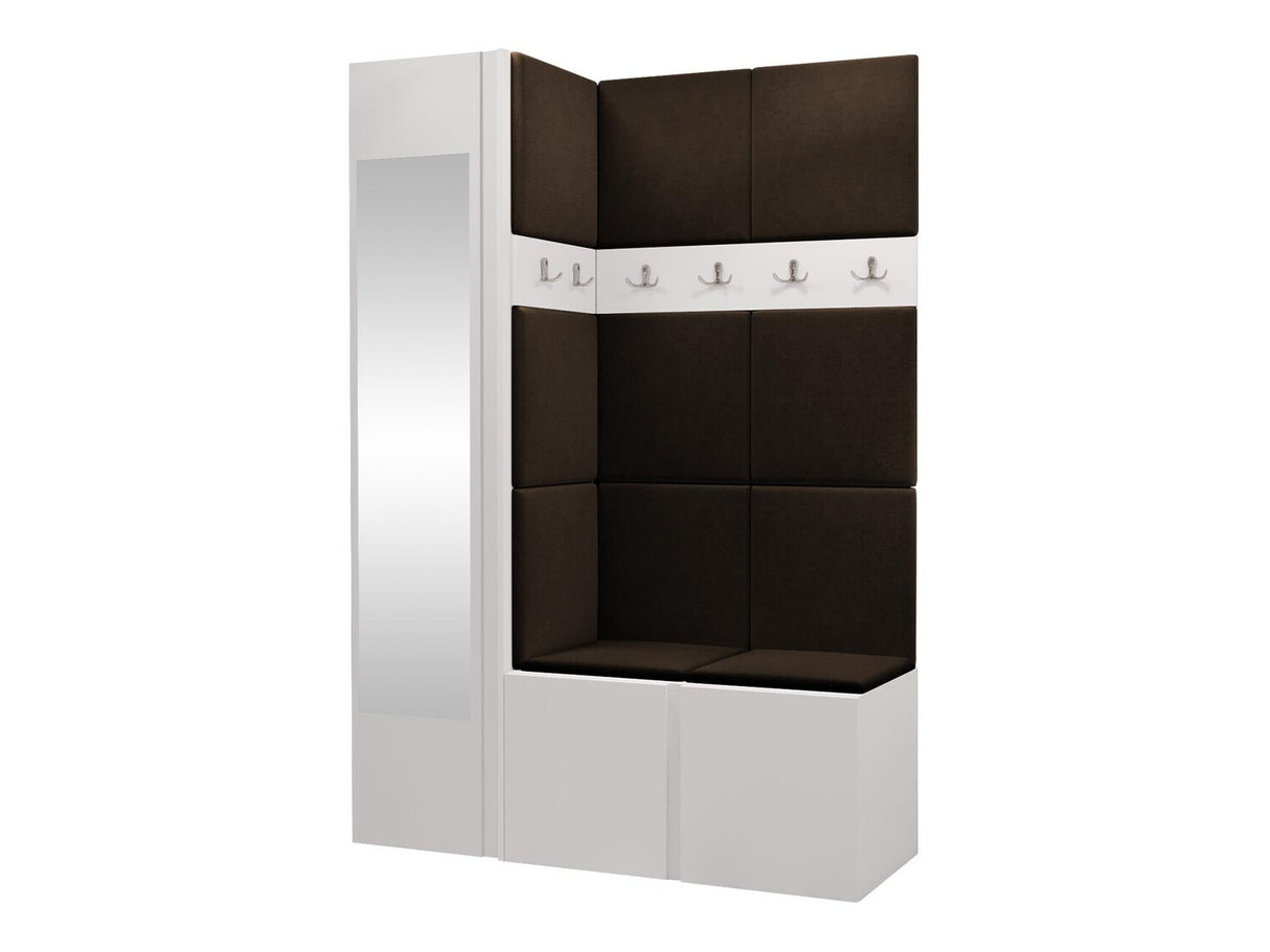 Előszoba garnitúra ORION X (Tavasz X), Keret színe: Fehér, Puha falpanel színe: Manila 04