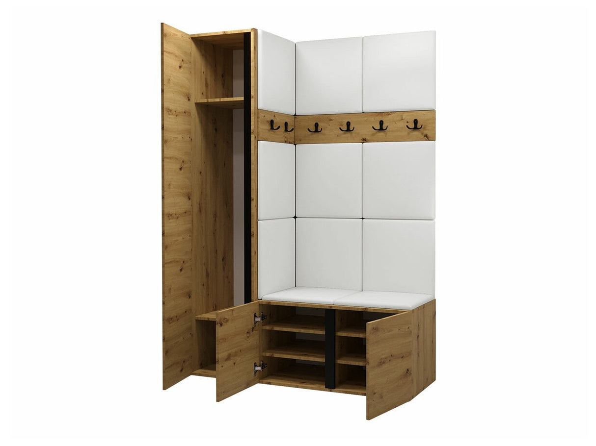 Előszoba garnitúra ORION X (Tavasz X), Keret színe: Fehér, Puha falpanel színe: Manila 04