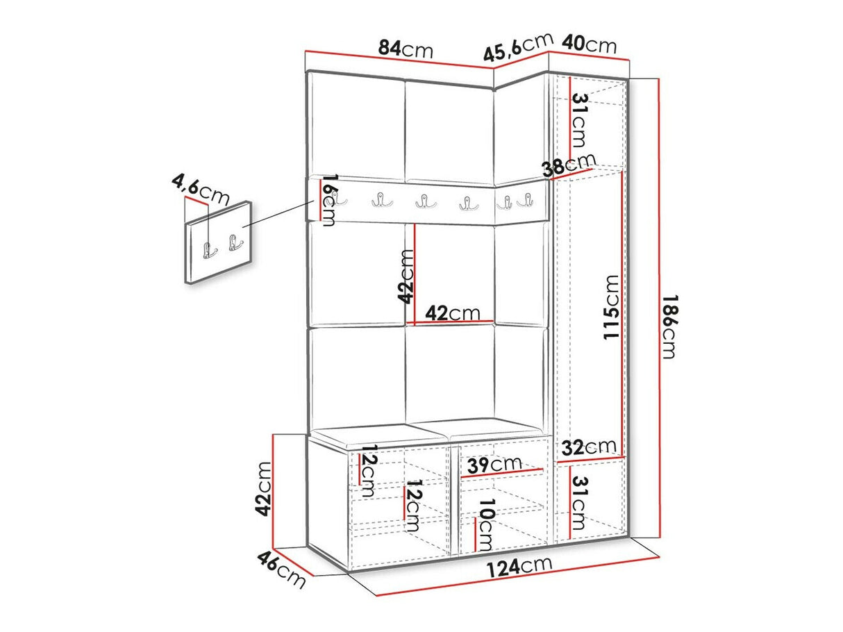 Előszoba garnitúra ORION X (Tavasz X), Keret színe: Fehér, Puha falpanel színe: Manila 04