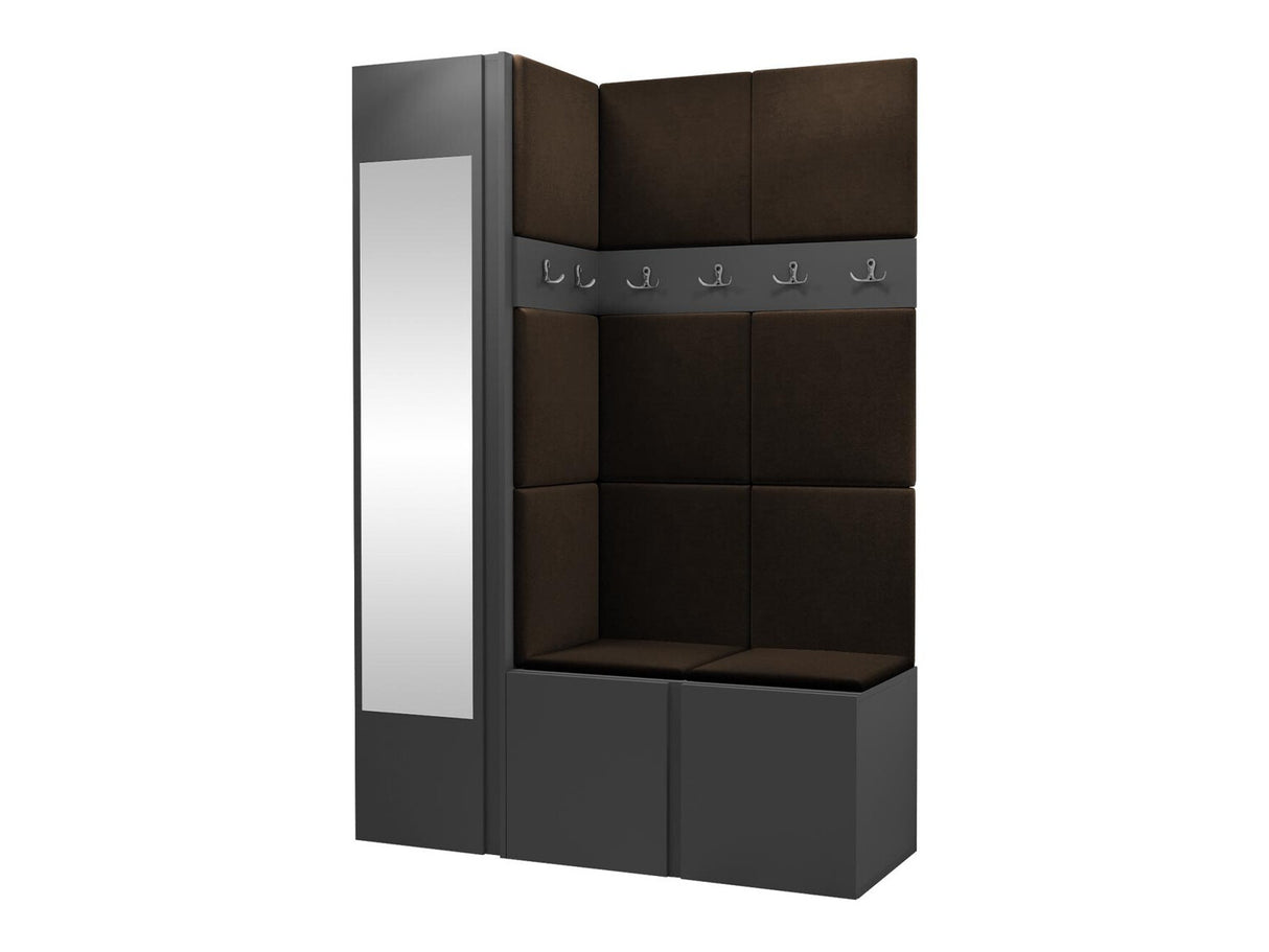 Előszoba garnitúra ORION X (Tavasz X), Keret színe: Grafit, Puha falpanel színe: Manila 04