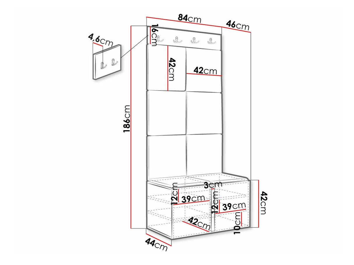 Előszoba garnitúra Orion Ryfel Ramiro IV (Terospito), Keret színe: Fehér, Puha falpanel színe: Manila 04