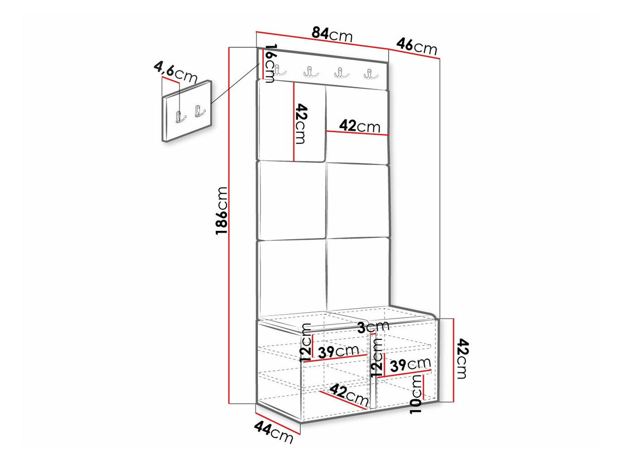 Előszoba garnitúra Orion Ryfel Ramiro IV (Terospito), Keret színe: Fekete, Puha falpanel színe: Manila 04
