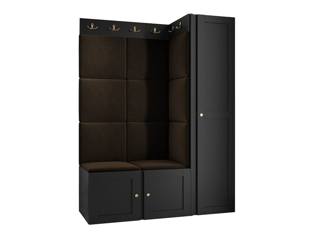 Előszoba garnitúra ORION RYFEL RAMIRO IX (Terospito), Keret színe: Fekete, Puha falpanel színe: Manila 04