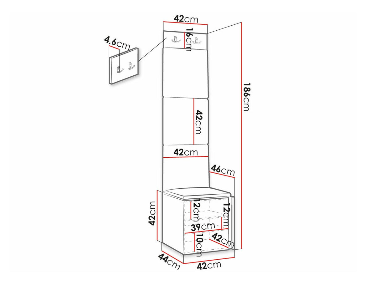 Előszoba garnitúra ORION RYFEL RAMIRO XXII (Terospito), Keret színe: Fekete, Puha falpanel színe: Manila 04