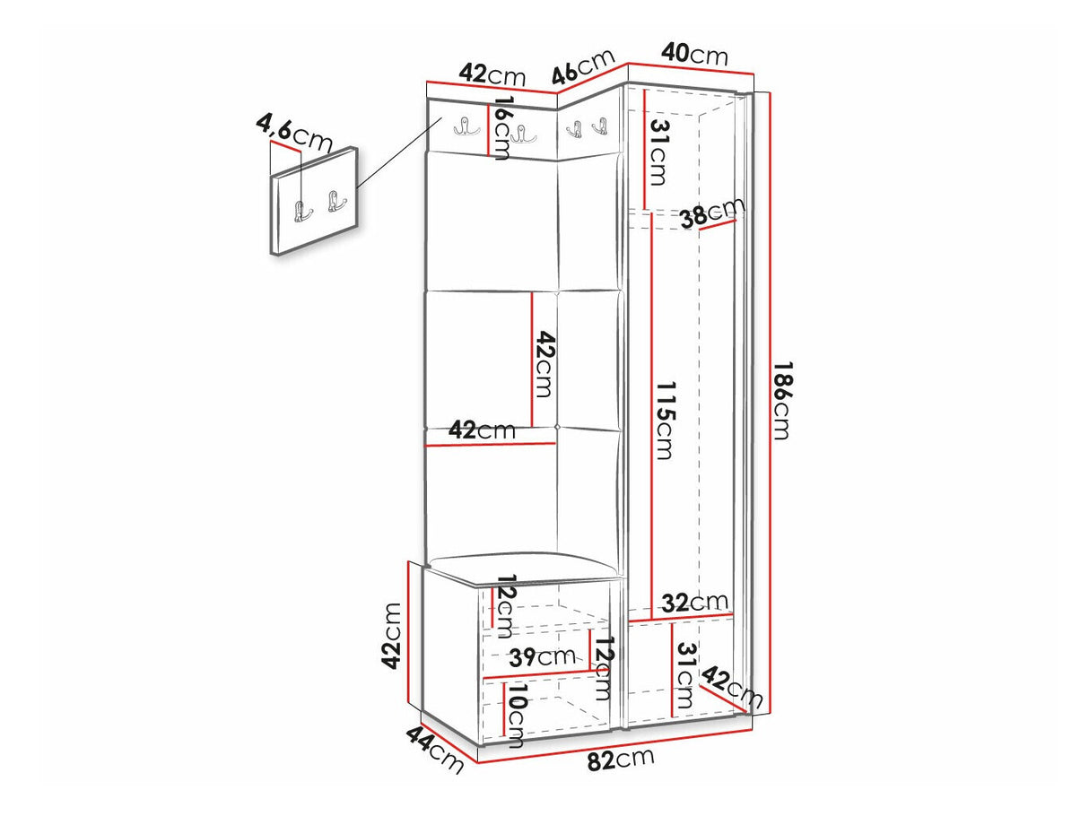Előszoba garnitúra ORION RYFEL RAMIRO XXV (Terospito), Keret színe: Fekete, Puha falpanel színe: Manila 04