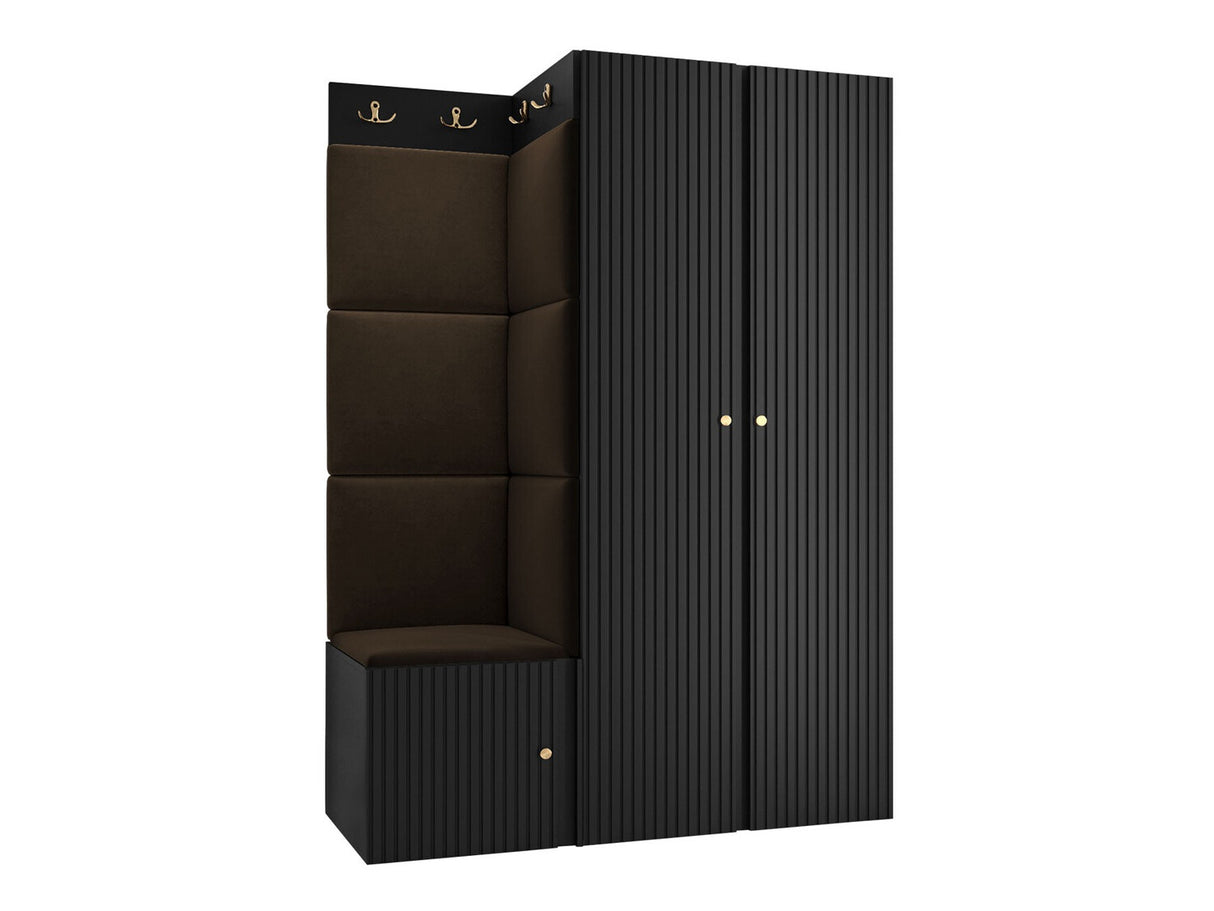 Előszoba garnitúra ORION RYFEL SLIM XXIII (Towiro), Keret színe: Fekete, Puha falpanel színe: Manila 04