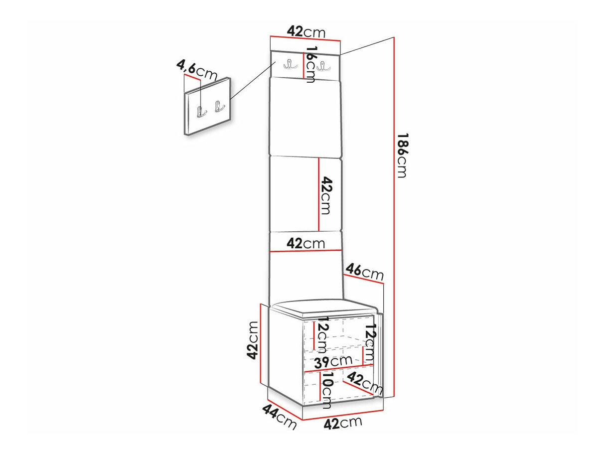 Előszoba garnitúra ORION RYFEL SLIM XXII (Towiro), Keret színe: Fehér, Puha falpanel színe: Manila 04