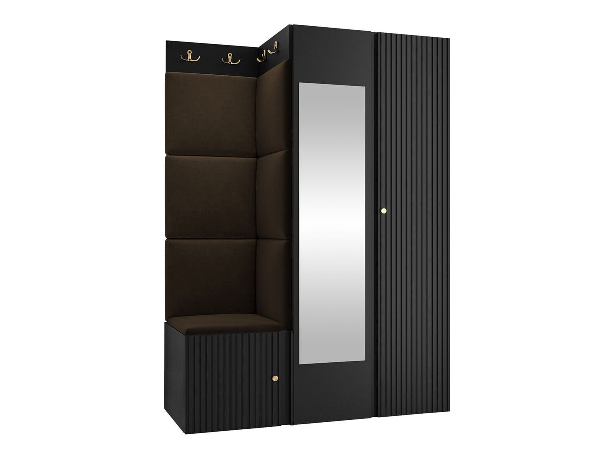 Előszoba garnitúra ORION RYFEL SLIM XXIV ( Towiro), Keret színe: Fekete, Puha falpanel színe: Manila 04