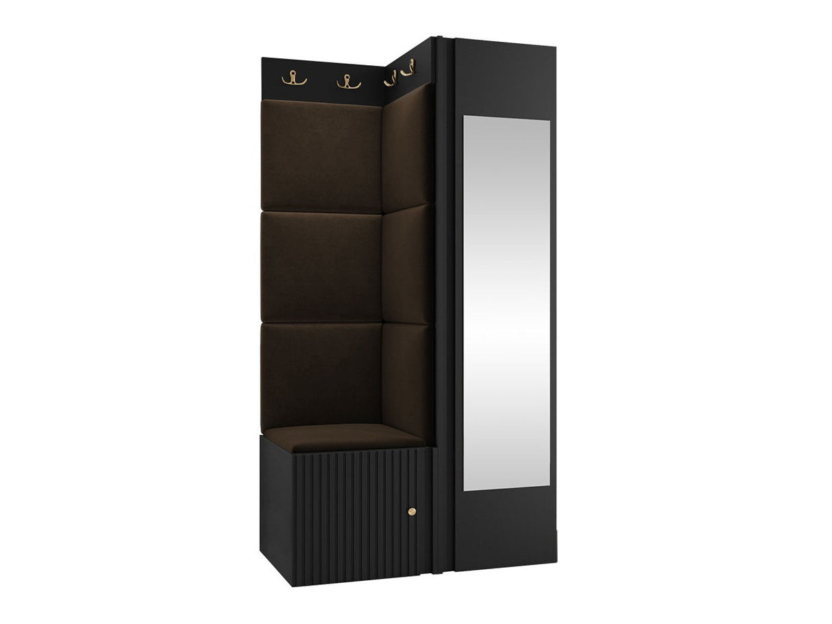 Előszoba garnitúra ORION RYFEL SLIM XXVI (Towiro), Puha falpanel színe: Manila 04, Keret színe: Fekete