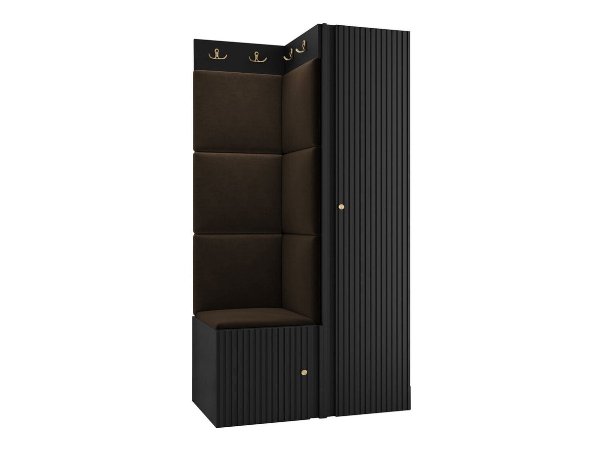 Előszoba garnitúra ORION RYFEL SLIM XXV (Towiro), Puha falpanel színe: Manila 04, Keret színe: Fekete