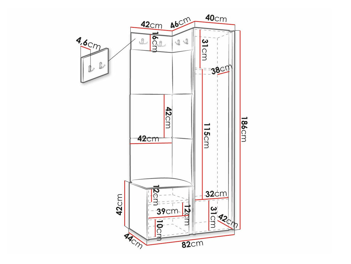 Előszoba garnitúra ORION RYFEL SLIM XXV (Towiro), Puha falpanel színe: Manila 04, Keret színe: Fekete