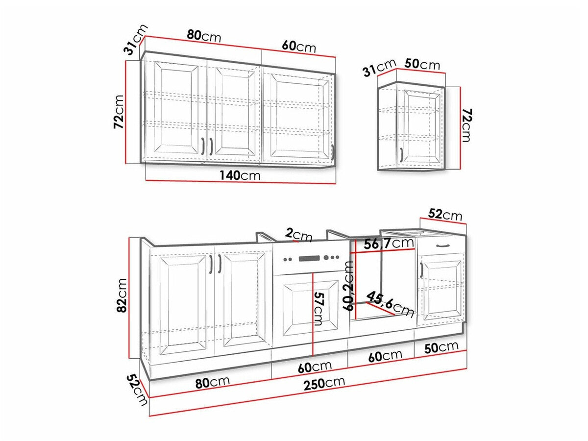 Moduláris konyha szett RETROLINE V (Artisan tölgy + Grafit), Munkalap: Nem, Led világítás: Nem