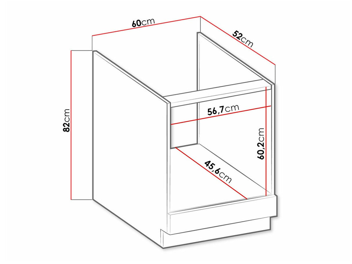 Moduláris szekrény beépített készülékekhez 60 D GAZ BB RETROLINE (Fehér)