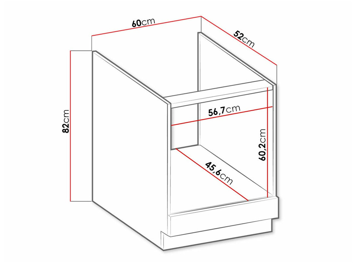 Moduláris szekrény beépített készülékekhez 60 D GAZ BB RETROLINE (Artisan tölgy + Grafit)