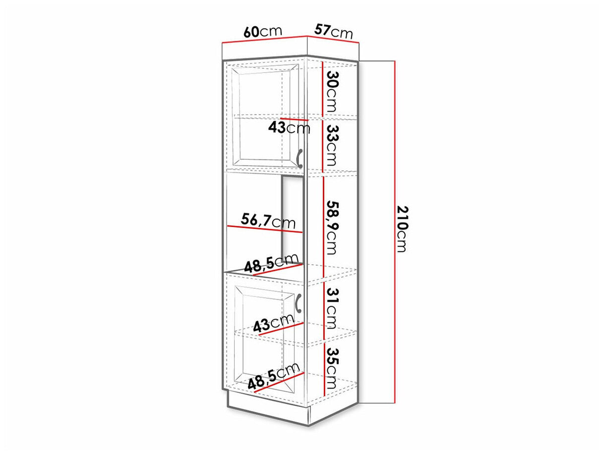 Moduláris szekrény beépített készülékekhez 60 DP-210 2F RETROLINE (Artisan tölgy + Grafit)
