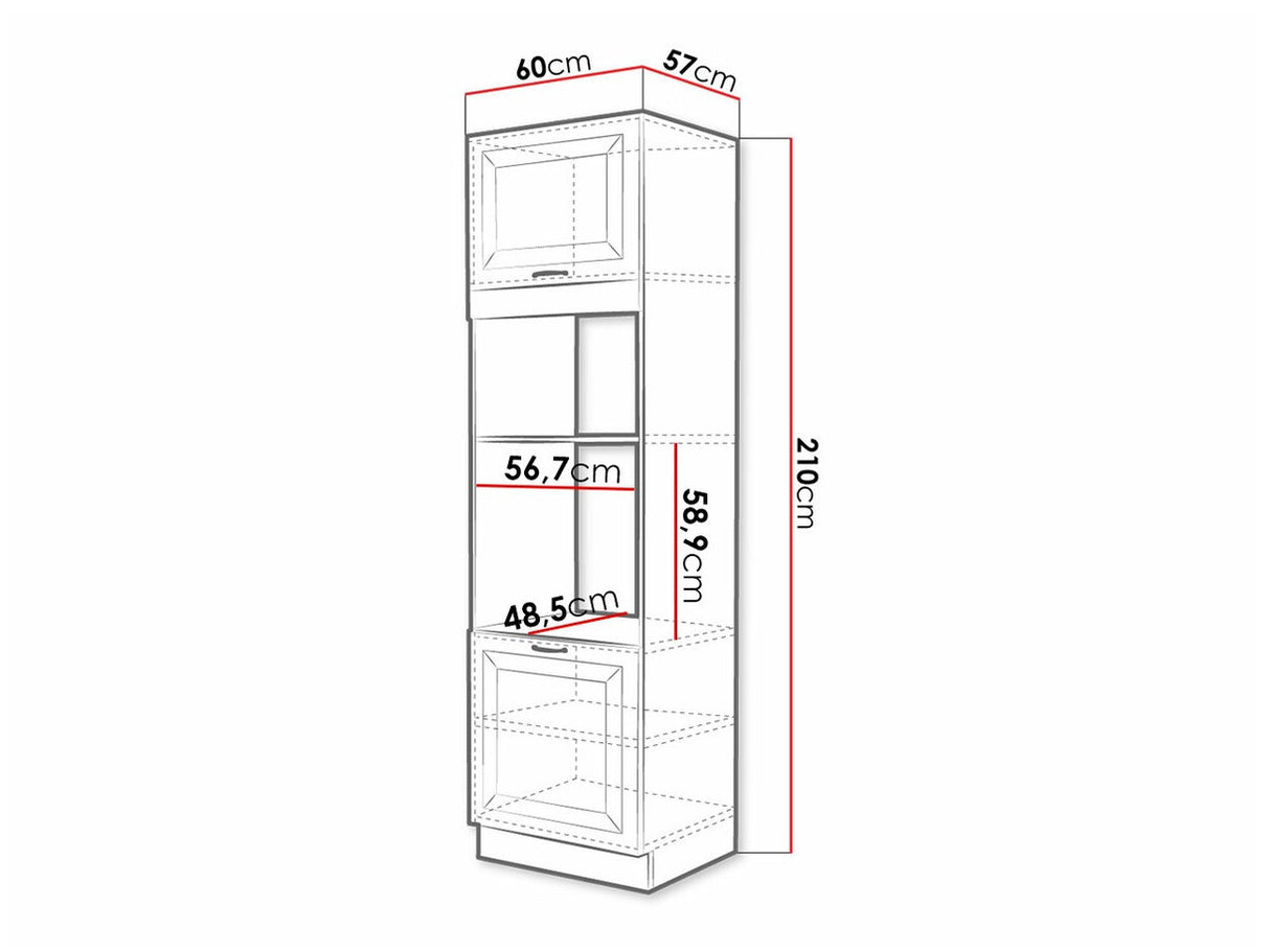 Moduláris szekrény beépített készülékekhez 60 DPM-210 2F RETROLINE (Artisan tölgy + Grafit)