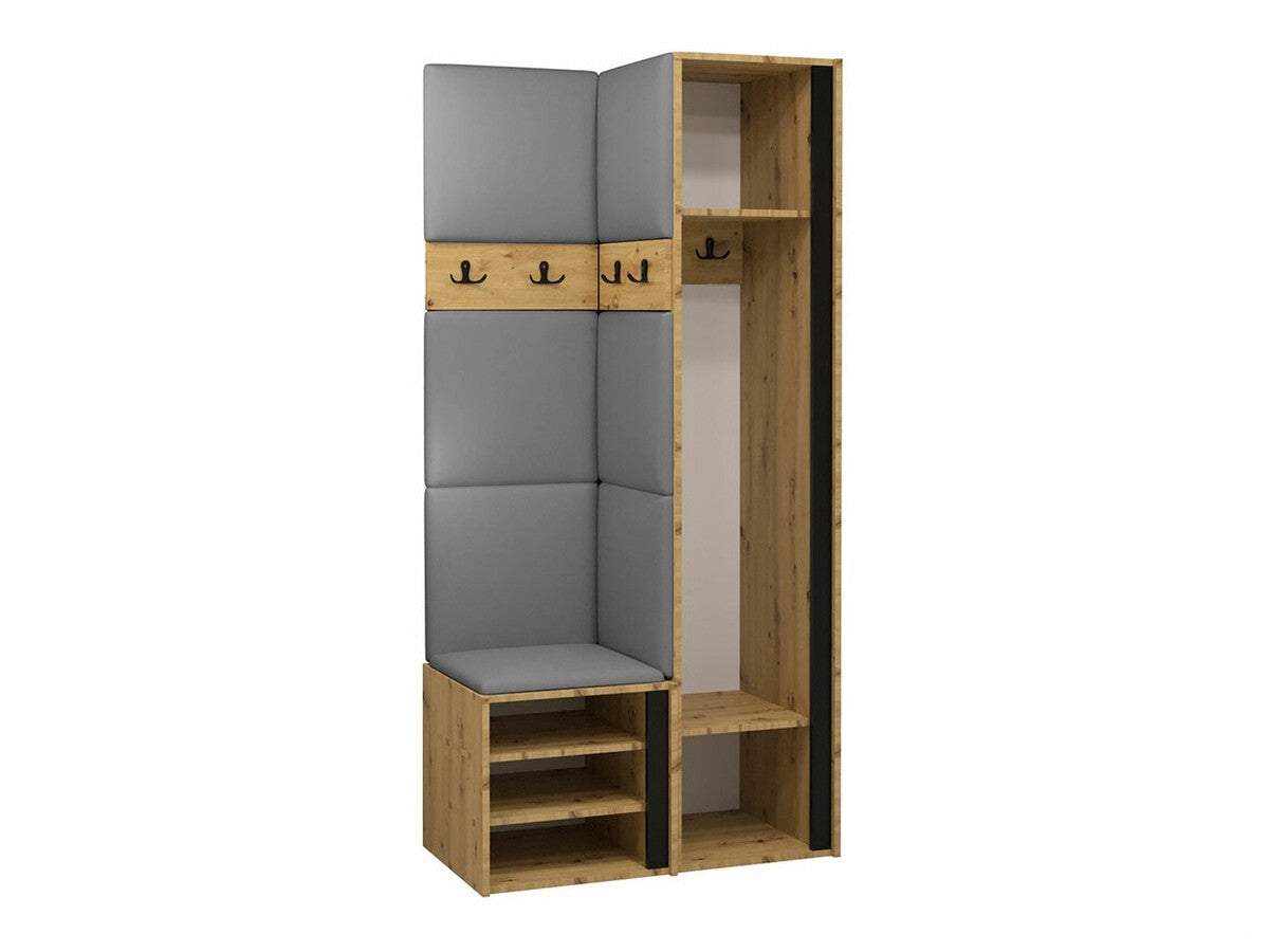 Előszoba garnitúra ORION XXIV (Tavasz XXIV), Keret színe: Artisan tölgy + Fekete, Puha falpanel színe: Manila 02