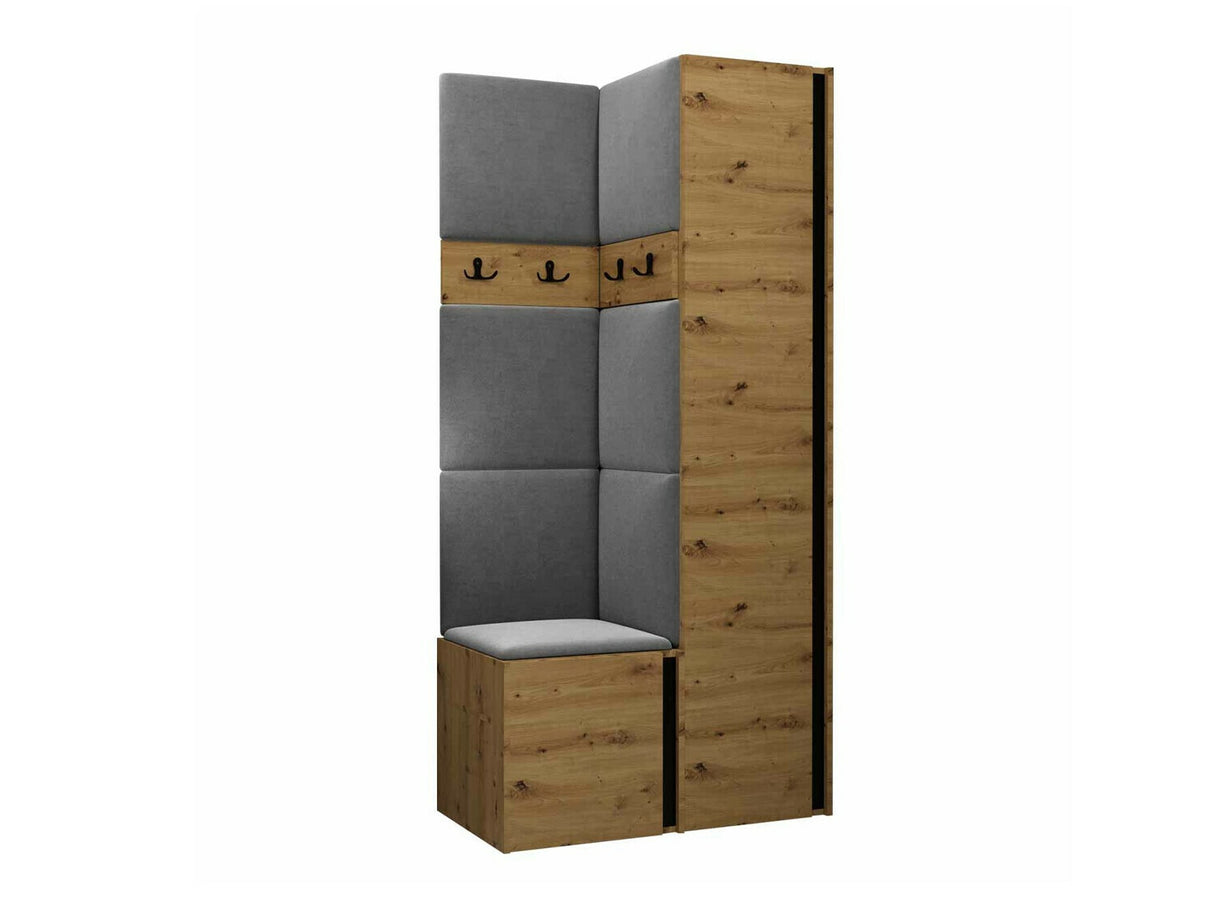 Előszoba garnitúra ORION XXIV (Tavasz XXIV), Keret színe: Artisan tölgy + Fekete, Puha falpanel színe: Manila 16