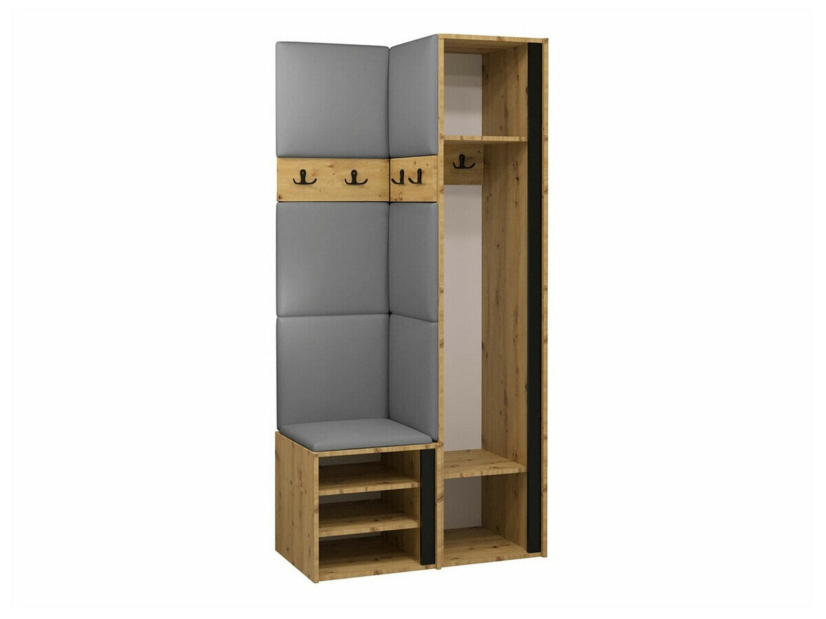 Előszoba garnitúra ORION XXIV (Tavasz XXIV), Keret színe: Artisan tölgy + Fekete, Puha falpanel színe: Manila 16