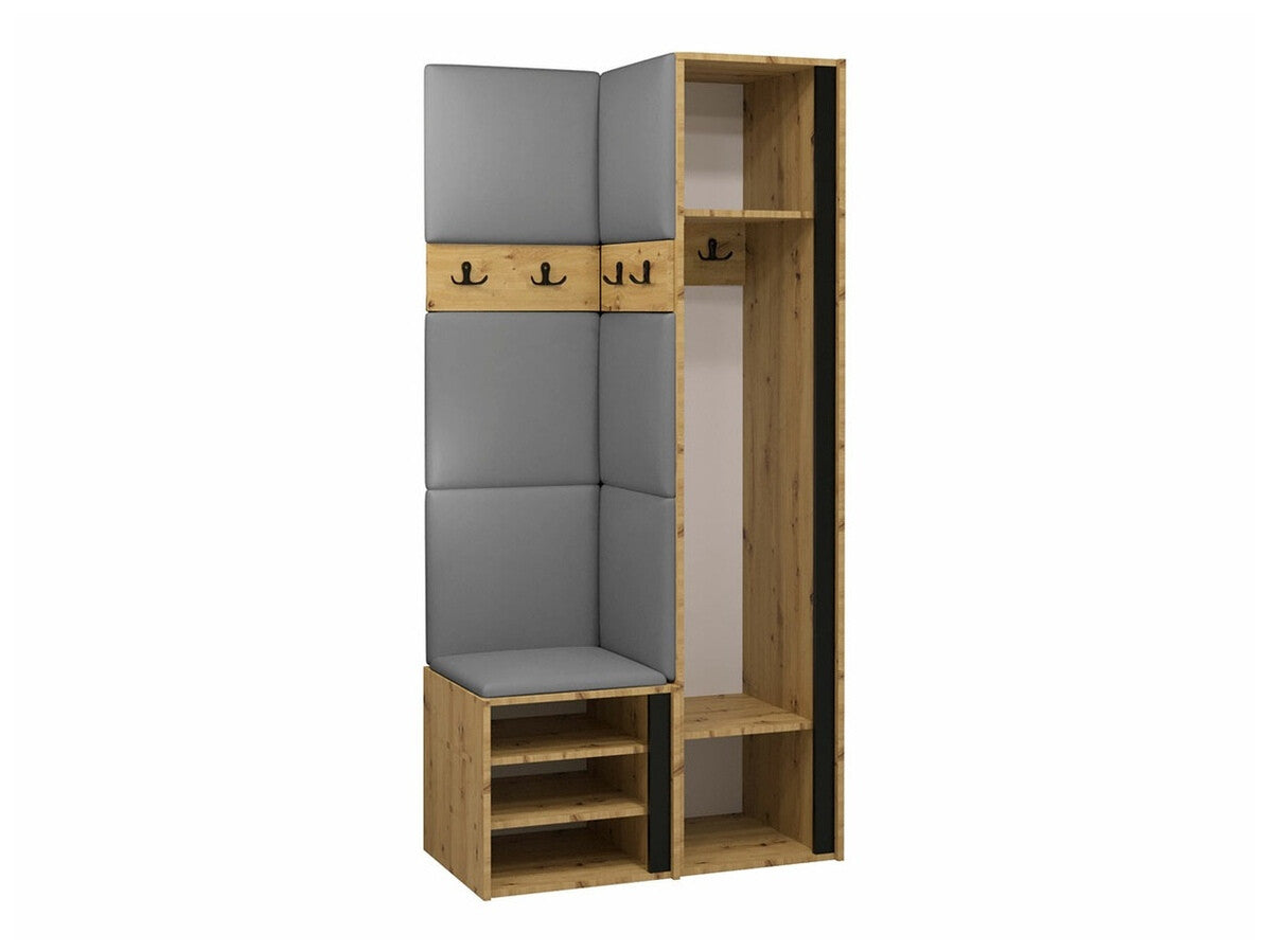 Előszoba garnitúra ORION XXV (Tavasz XXV), Keret színe: Artisan tölgy + Fekete, Puha falpanel színe: Manila 35