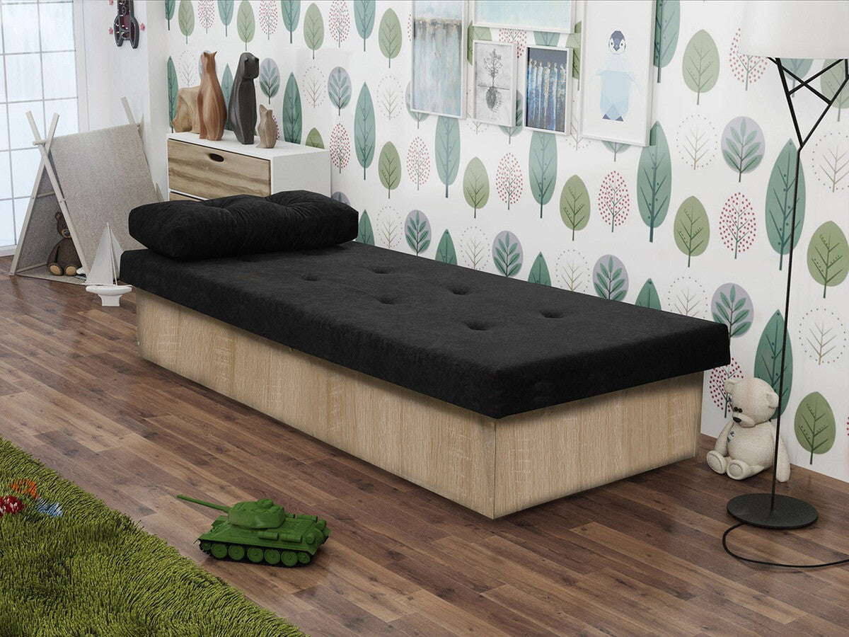 Ágy Berta (Nikroguta), Keret színe: Sonoma tölgy, Kárpit színe: Suedine 24, Ágyneműtartó: Igen