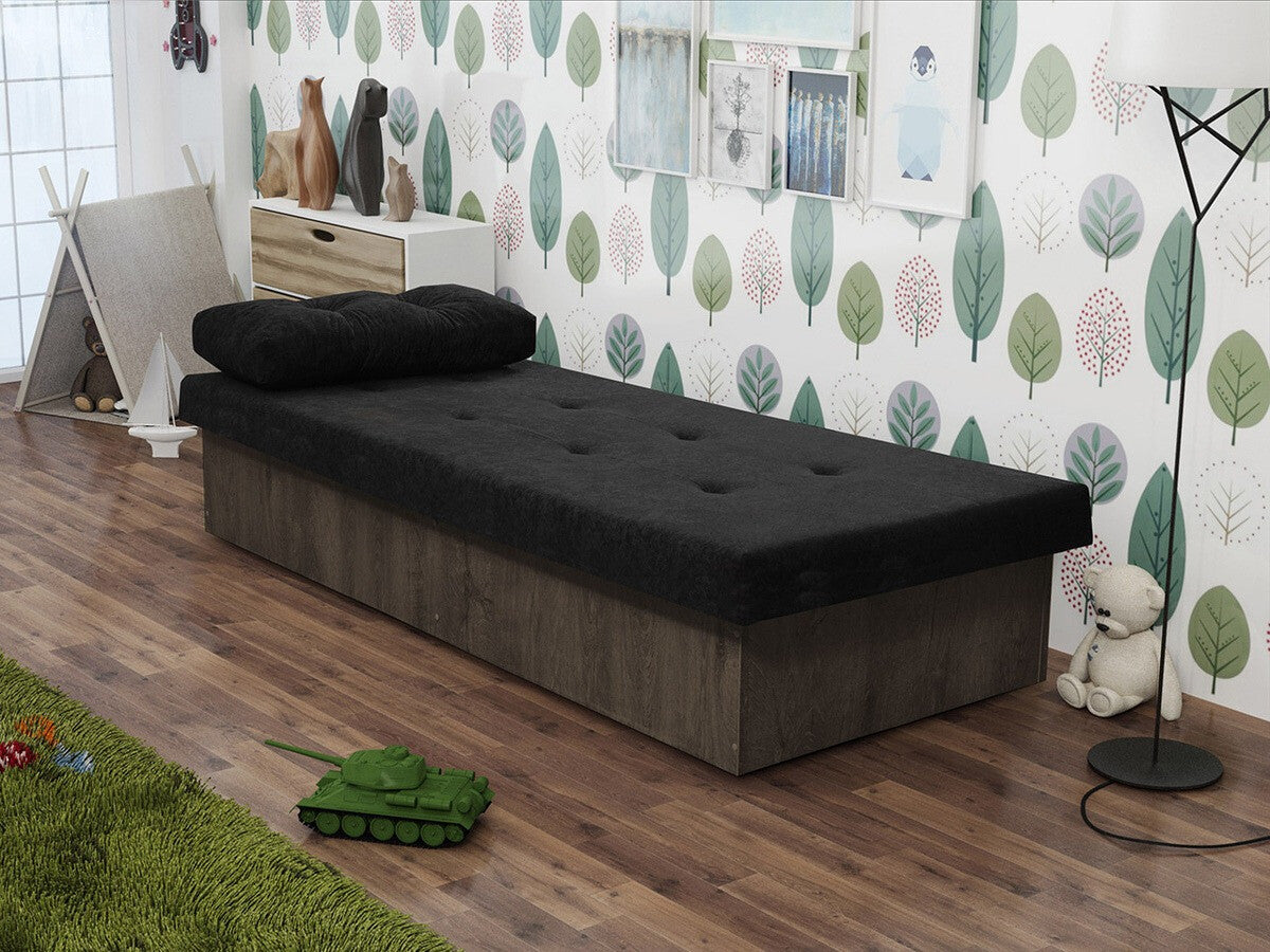 Ágy Berta (Nikroguta), Keret színe: Sötét kőris, Kárpit színe: Suedine 24, Ágyneműtartó: Igen