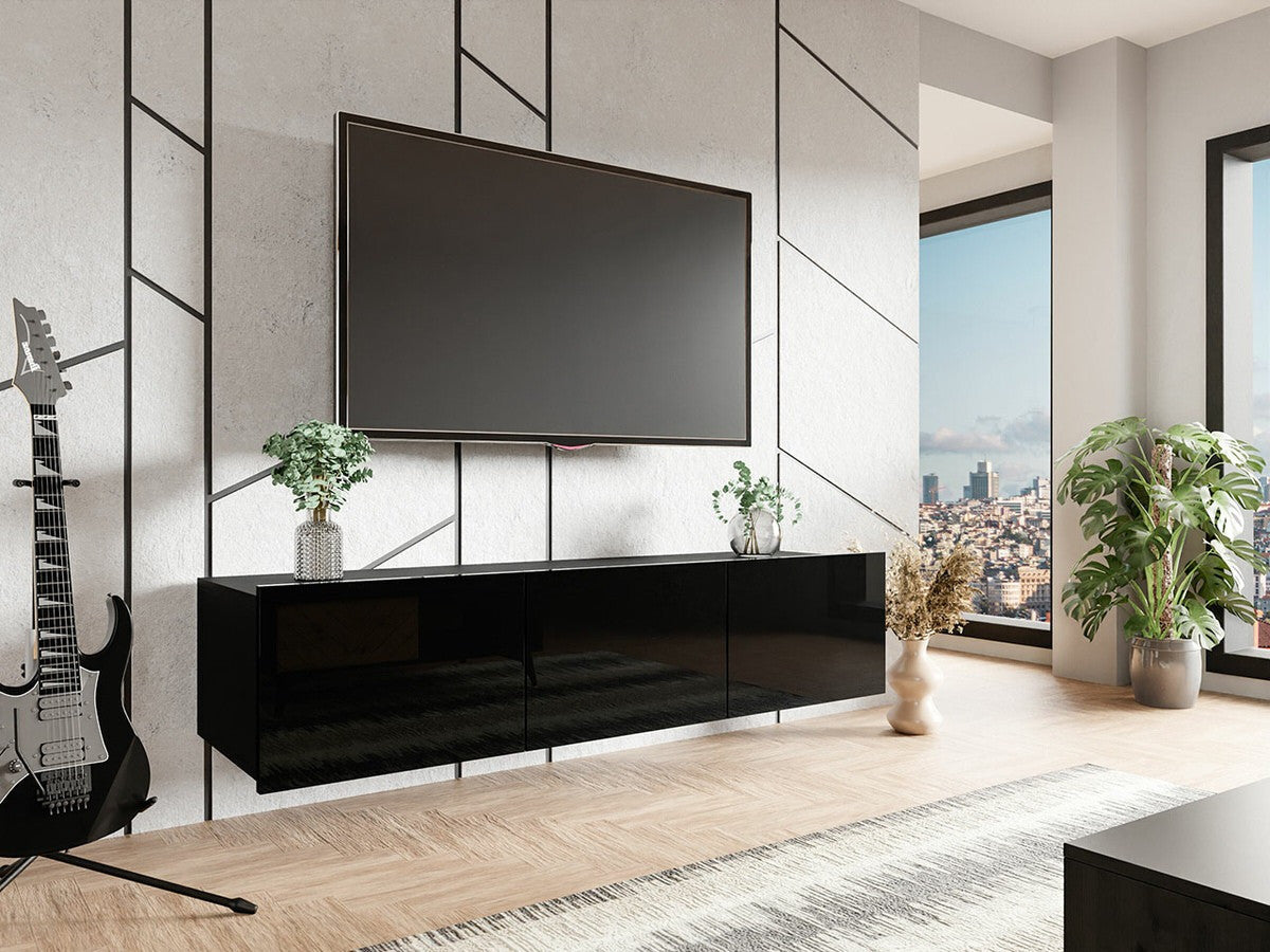 TV-állvány Calabrini 150 (Bralani BR04), Szín: Fekete + Fényes fekete