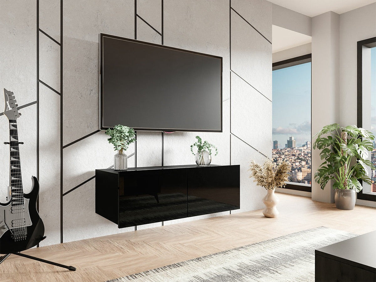 TV-állvány Calabrini 100 (Bralani BR03), Szín: Fekete + Fényes fekete