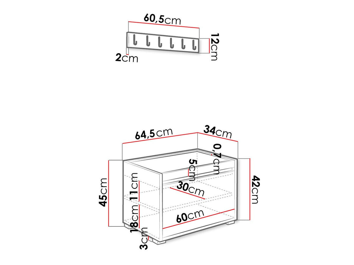 Előszoba garnitúra GRAWIS (Konkor) 60 + 12sz, Szín: Fehér + Manila 04