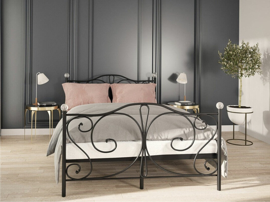 Ágy ROLEMI, Szín: Fekete, Alvó felület mérete: 140 x 200 cm