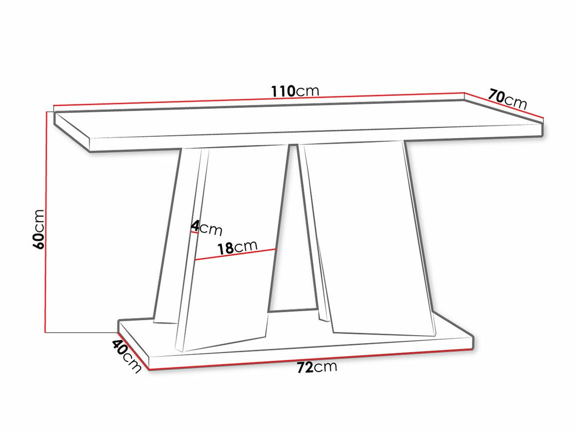 Dohányzóasztal Mufo (Josiah), Szín: Fényes fehér + Beton