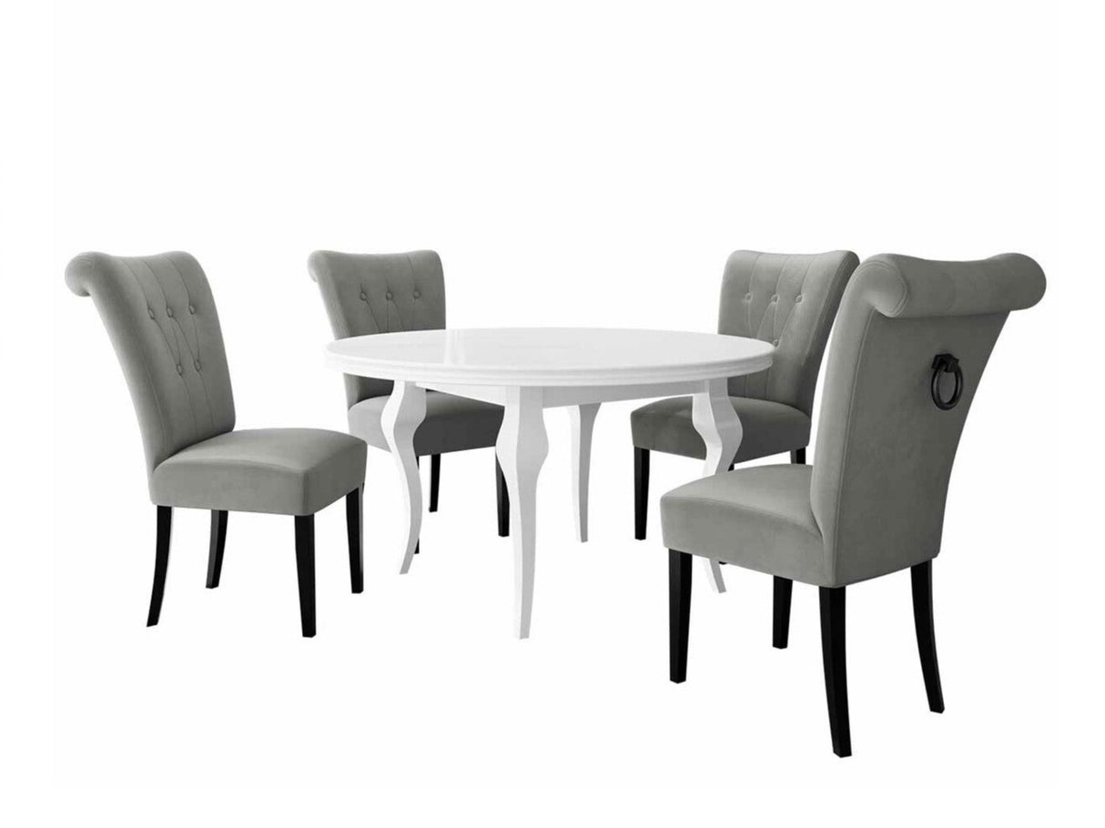 Étkezőgarnitúra Zestaw 10 4xS65 LARA FI, Színes dekorációk: Fekete, Szék színe: Fekete + Magic Velvet 2217