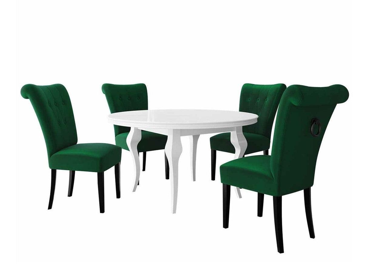 Étkezőgarnitúra Zestaw 10 4xS65 LARA FI, Színes dekorációk: Fekete, Szék színe: Fekete + Magic Velvet 2225