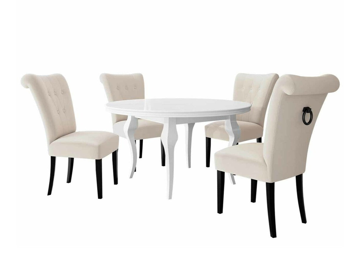 Étkezőgarnitúra Zestaw 10 4xS65 LARA FI, Színes dekorációk: Fekete, Szék színe: Fekete + Magic Velvet 2250