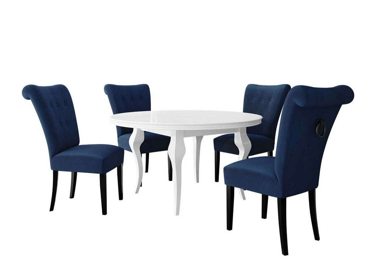 Étkezőgarnitúra Zestaw 10 4xS65 LARA FI, Színes dekorációk: Fekete, Szék színe: Fekete + Magic Velvet 2216